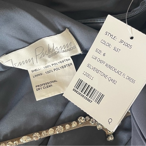 Jenny Packham Blue Chiffon Gown Empire Waist Dress Size 6 - Picture 15 of 15